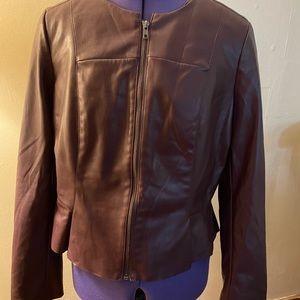 Lightweight Burgundy Faux Leather Blazer